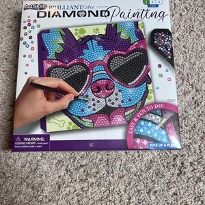 Art Skills Brilliant Art Diamond Painting Kit, 9 X 9" Canvas, Dog Face, NEW